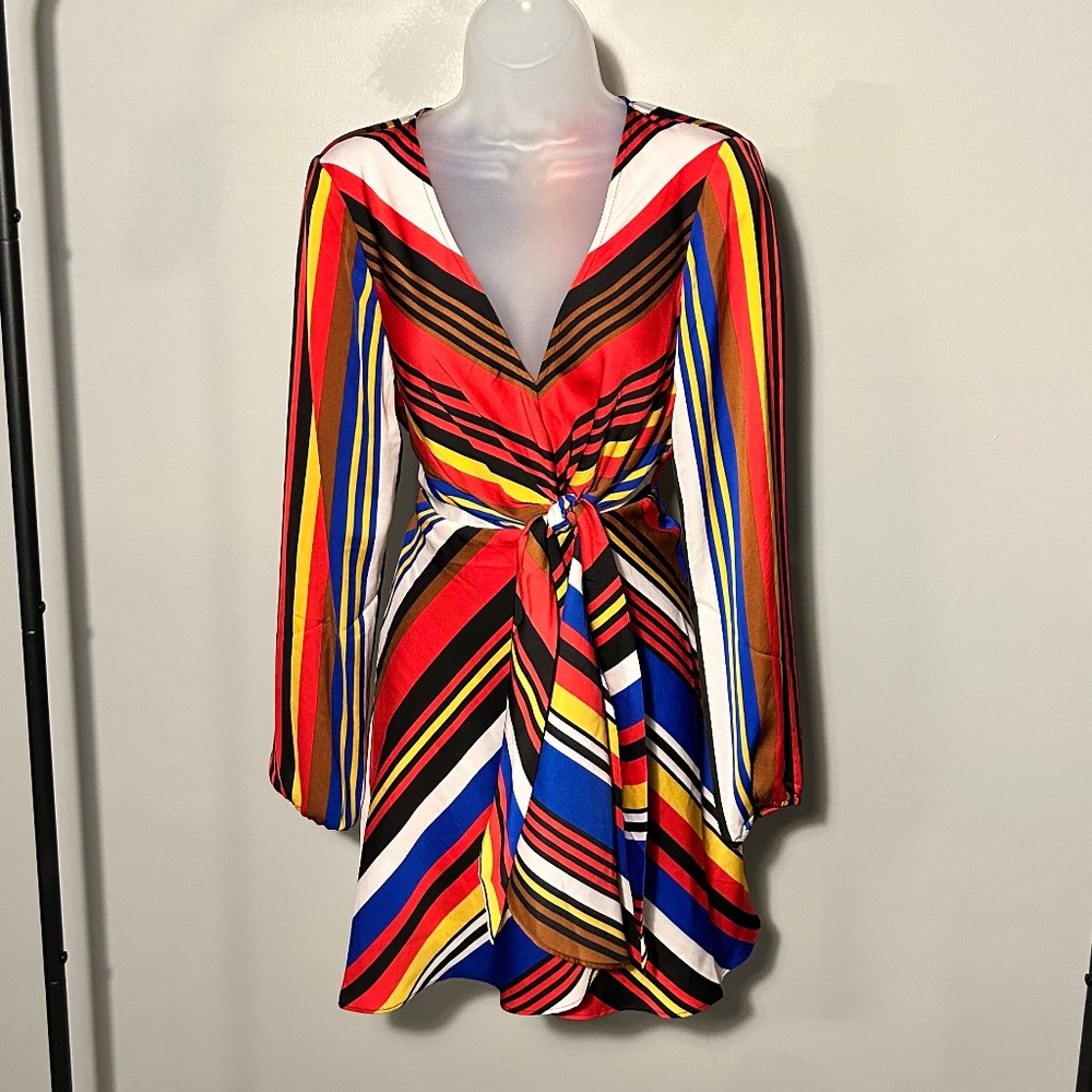 Express, satin, faux wrap, size small